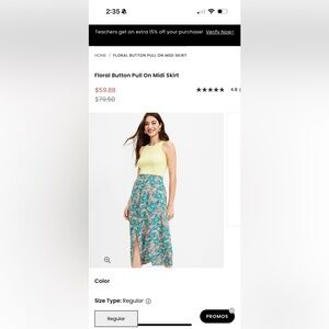Loft Floral Button Pull On Midi Skirt - Petite extra small